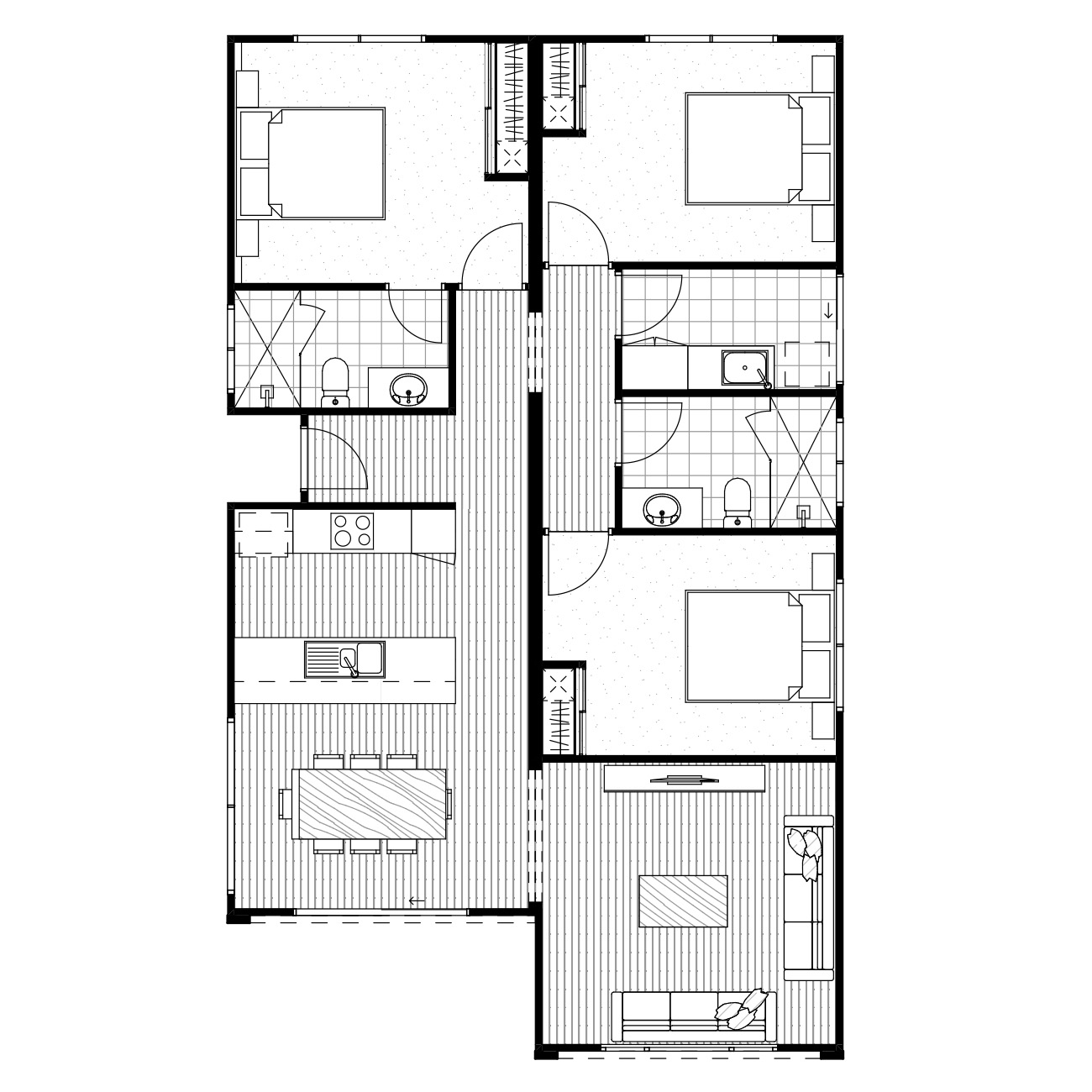3 bedroom floor plan designed for the Kakadu modular home by Fox Modular