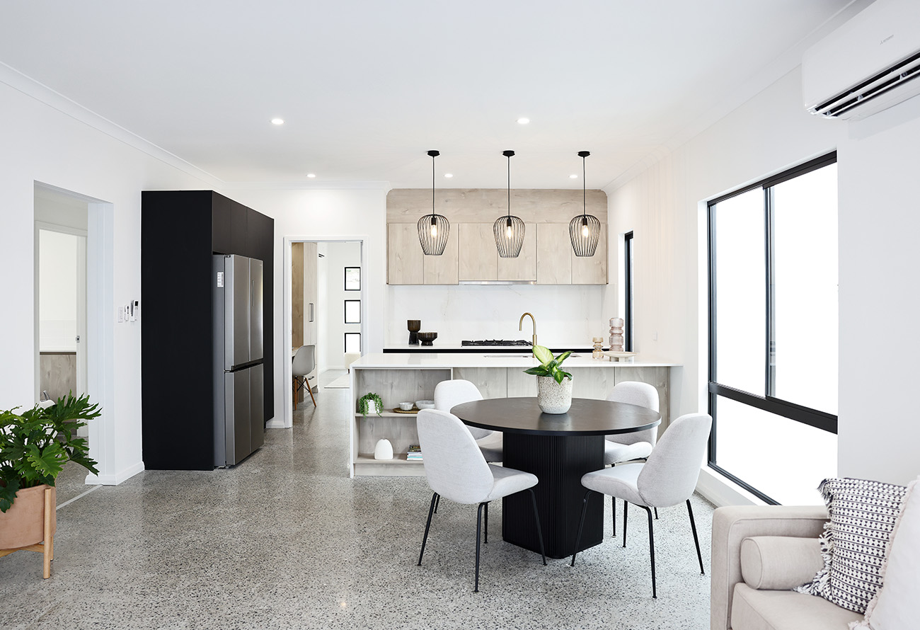 The spacious and welcoming living area inside the Hamersley modular home in Perth WA