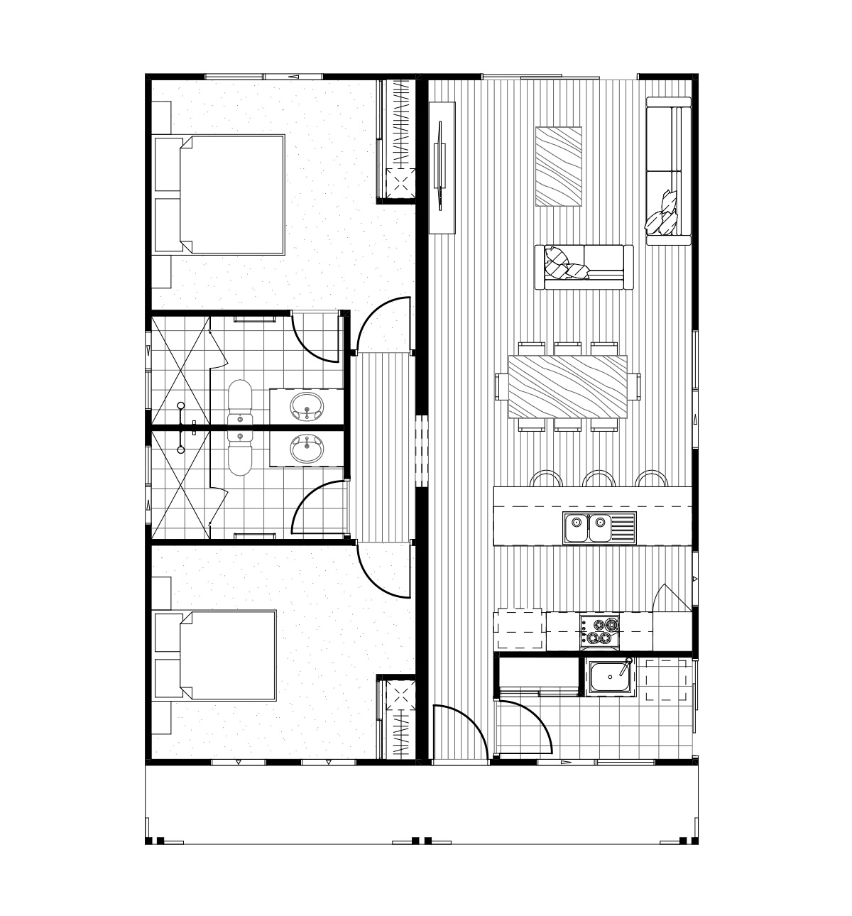 The Strathmore floorplan accommodates 2 bedrooms and 2 bathrooms