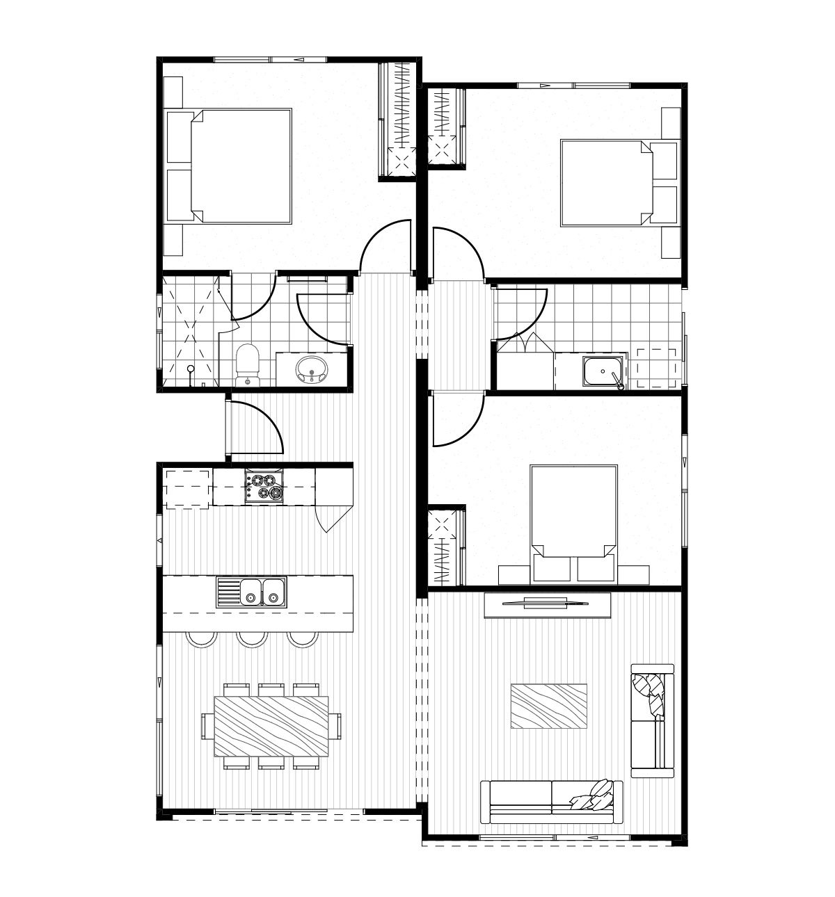 The 3 bedroom floorplan designed by Fox Modular for the Hamersley design