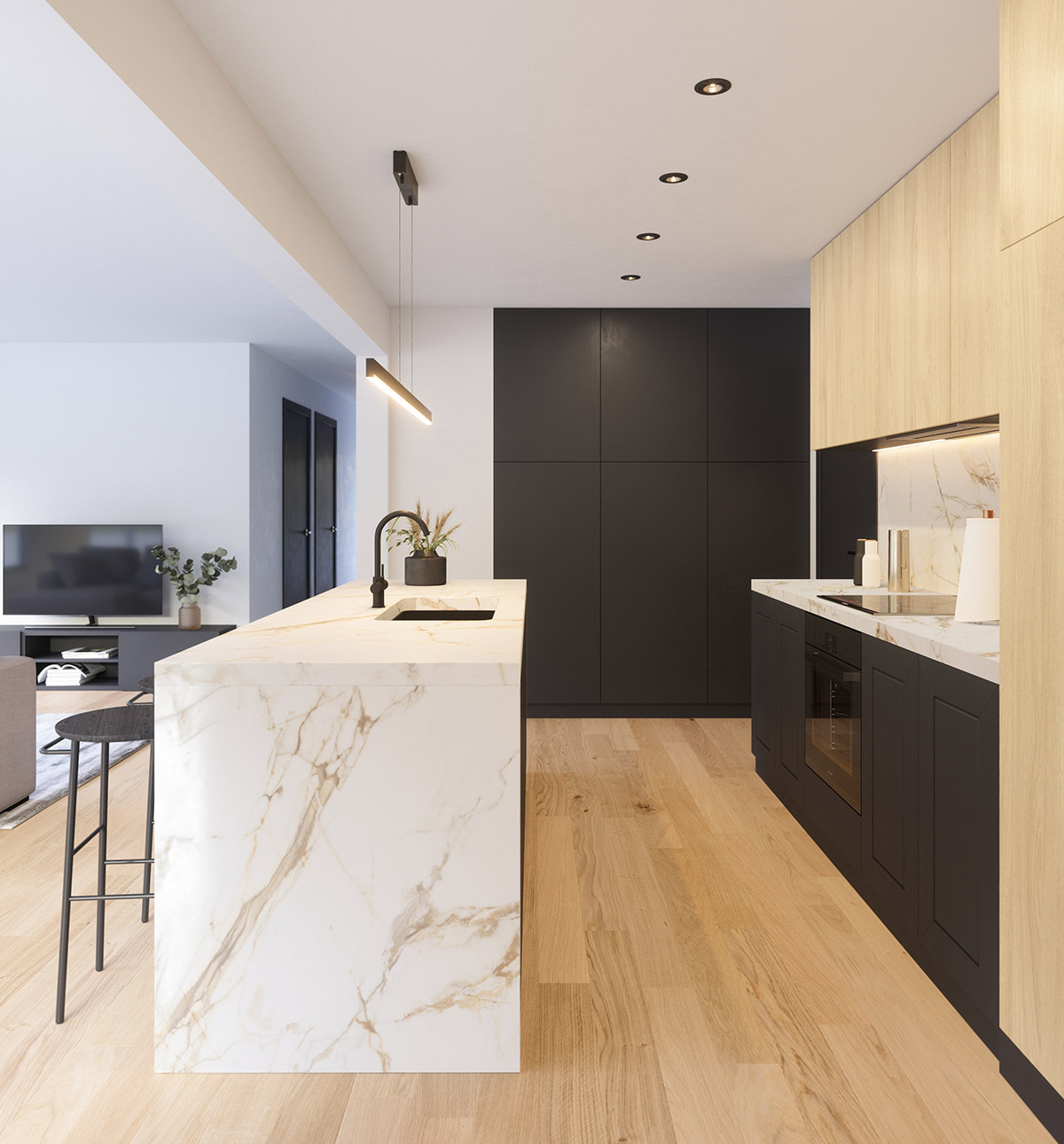 Luxurious kitchen inide the Bold Boundaries modular home by Fox Modular