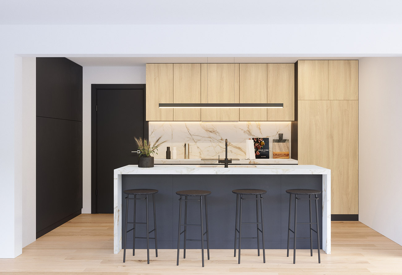 Modern kitchen area inside the Bold Boundaries modular home